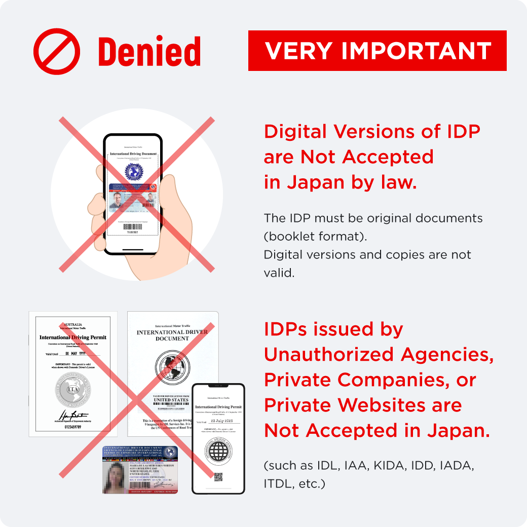 You cannot drive with an international driving permit issued by unauthorized agencies, private companies, or private websites.